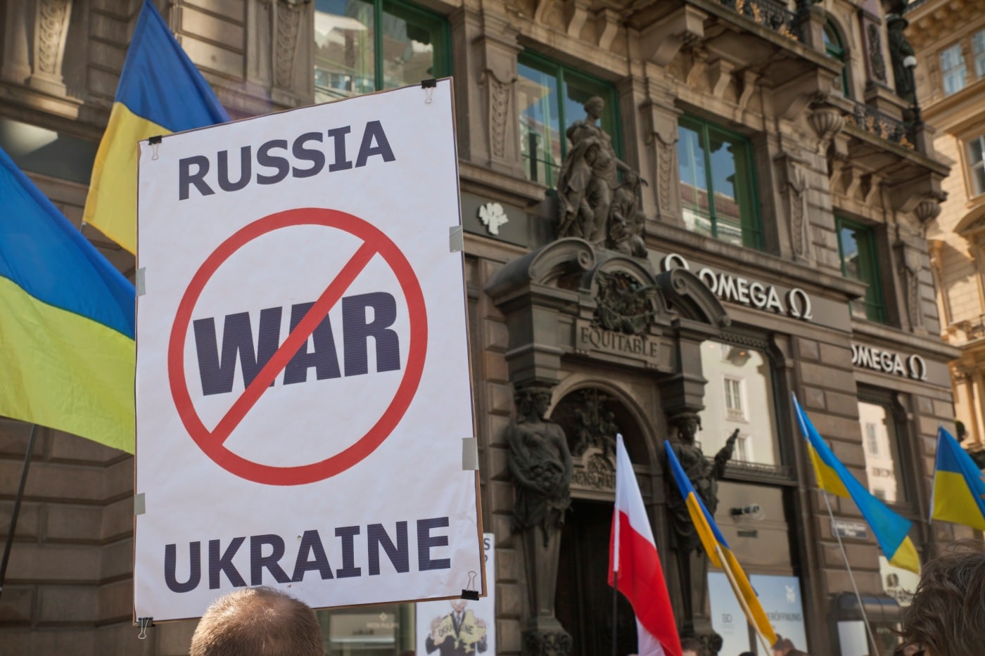 Manifestação contra a guerra da Ucrânia em Viena, Áustria