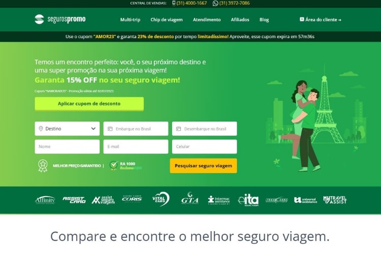Seguros Promo é um ótimo simulador de seguro viagem.