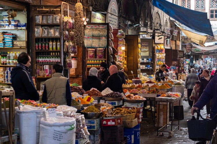 Mercado popular em Damasco.